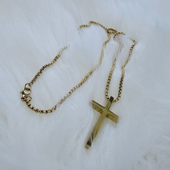 New Stainless Steel Cross Pendant Chain Necklace for Man and Woman/23 inch - Picture 2 of 12